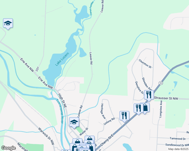 map of restaurants, bars, coffee shops, grocery stores, and more near 8118 Leaver Avenue Northwest in Canal Fulton