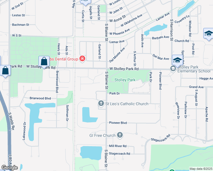 map of restaurants, bars, coffee shops, grocery stores, and more near 2226 South Blaine Street in Grand Island