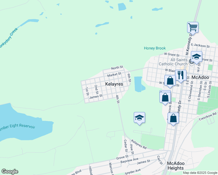 map of restaurants, bars, coffee shops, grocery stores, and more near in Kelayres