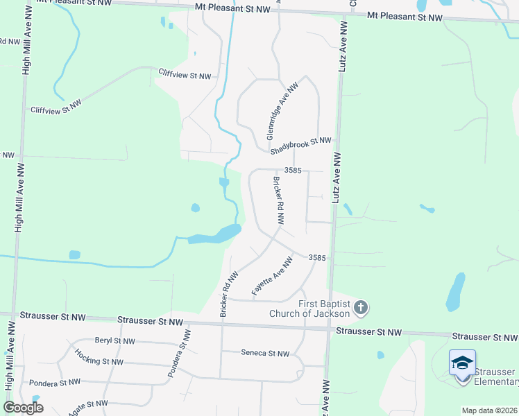 map of restaurants, bars, coffee shops, grocery stores, and more near 9321 Paulding Street Northwest in Massillon