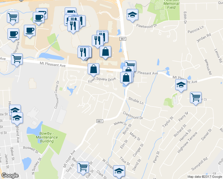 map of restaurants, bars, coffee shops, grocery stores, and more near 22 Schindler Drive in Rockaway