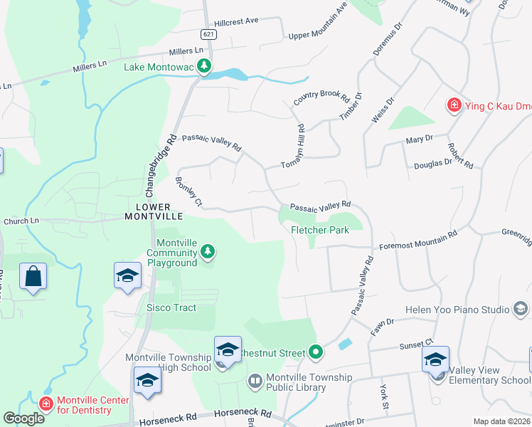 map of restaurants, bars, coffee shops, grocery stores, and more near 2 Bromley Court in Montville