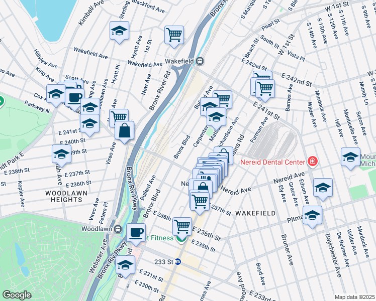 map of restaurants, bars, coffee shops, grocery stores, and more near 4426 Bronx Boulevard in Bronx