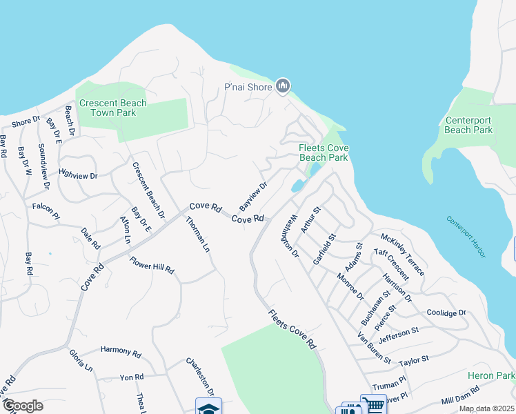 map of restaurants, bars, coffee shops, grocery stores, and more near 5 Gaines Place in Huntington