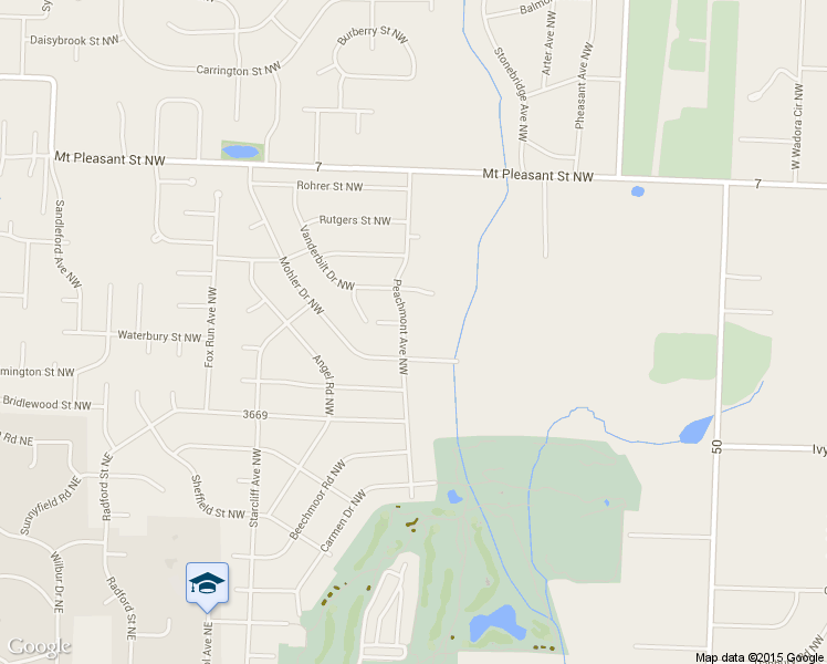 map of restaurants, bars, coffee shops, grocery stores, and more near 7700 Peachmont Avenue Northwest in North Canton
