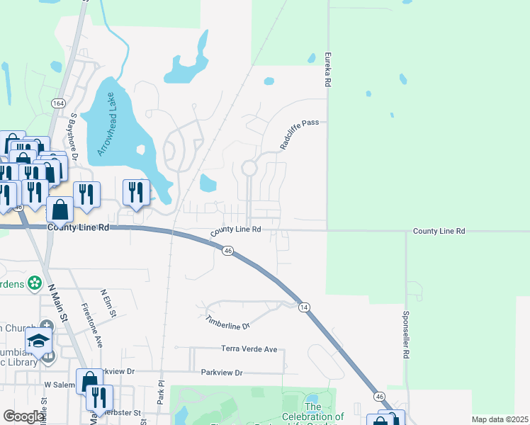 map of restaurants, bars, coffee shops, grocery stores, and more near 3 Town Square Boulevard in Columbiana