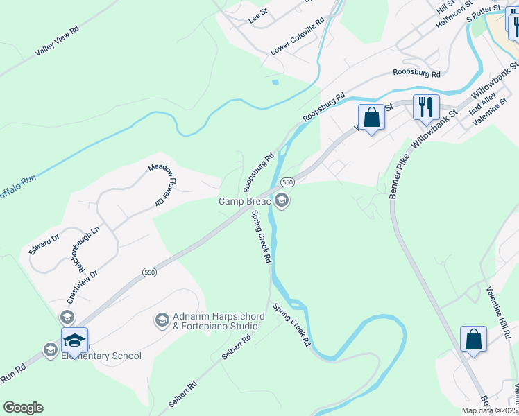 map of restaurants, bars, coffee shops, grocery stores, and more near in Centre County