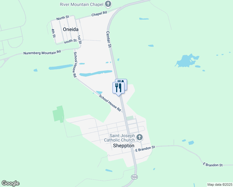 map of restaurants, bars, coffee shops, grocery stores, and more near 983 Center Street in Sheppton