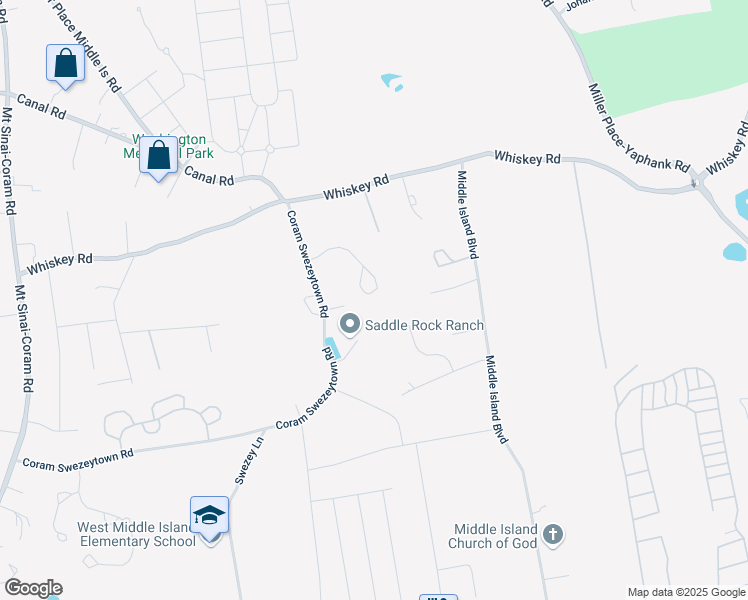 map of restaurants, bars, coffee shops, grocery stores, and more near 38 Country View Lane in Middle Island