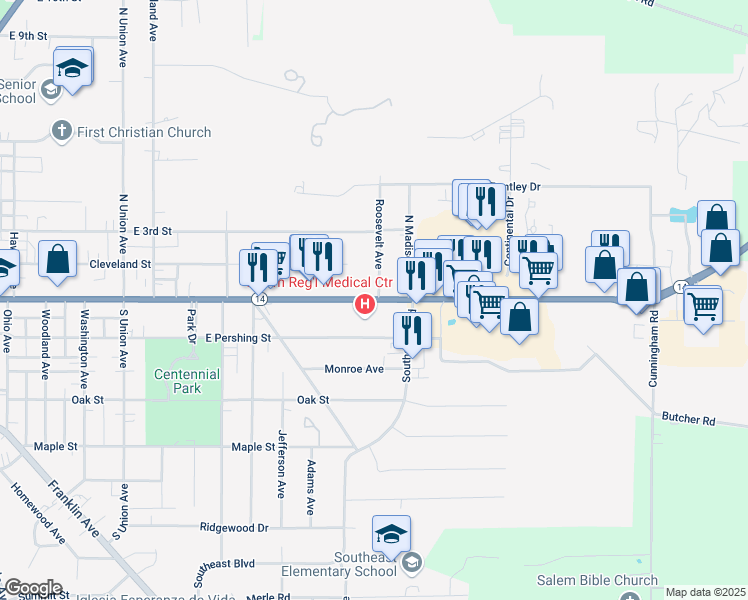 map of restaurants, bars, coffee shops, grocery stores, and more near 1995 East State Street in Salem