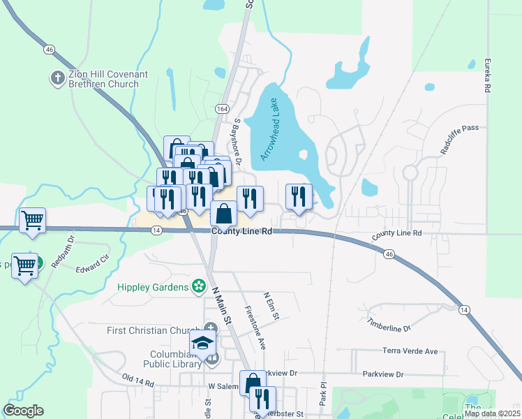 map of restaurants, bars, coffee shops, grocery stores, and more near 2200 Mahoney Columbiana Co Line Road in Columbiana