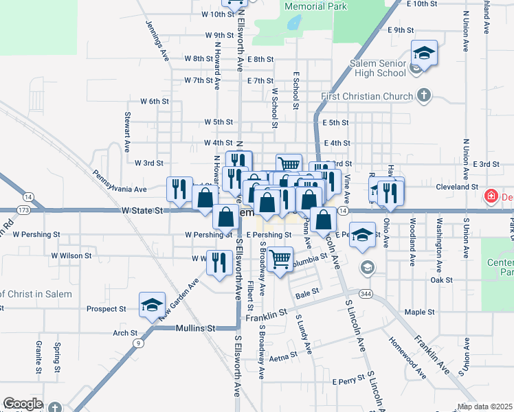 map of restaurants, bars, coffee shops, grocery stores, and more near in Salem