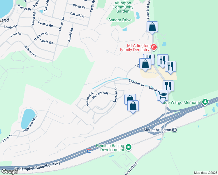 map of restaurants, bars, coffee shops, grocery stores, and more near 18 Spruce Terrace in Mount Arlington