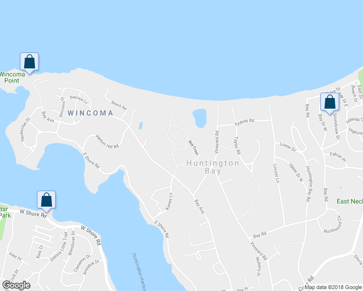 map of restaurants, bars, coffee shops, grocery stores, and more near 20 Bay Crest in Huntington