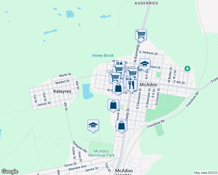 map of restaurants, bars, coffee shops, grocery stores, and more near 219 West Sherman Street in McAdoo