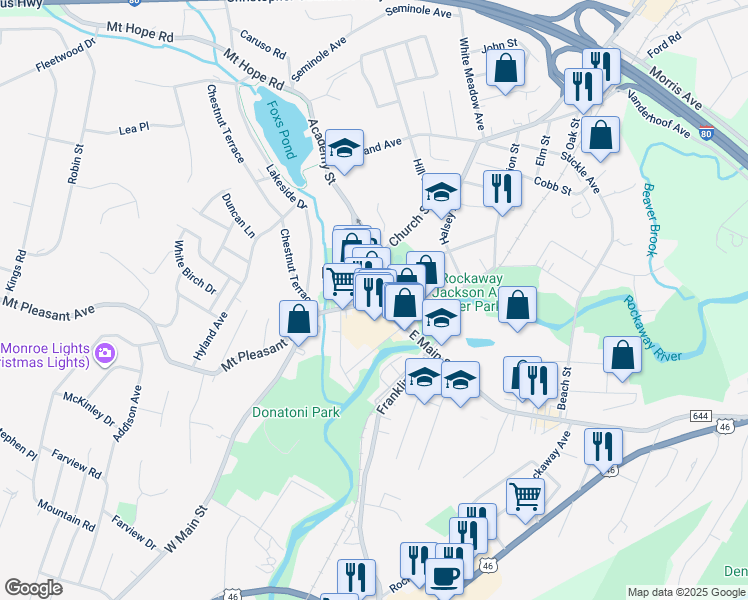 map of restaurants, bars, coffee shops, grocery stores, and more near in Rockaway