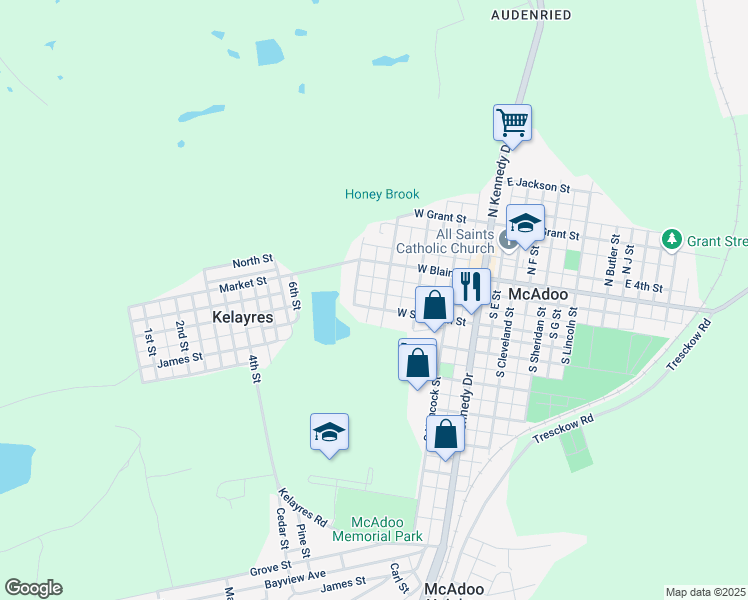 map of restaurants, bars, coffee shops, grocery stores, and more near 315 West Sherman Street in McAdoo