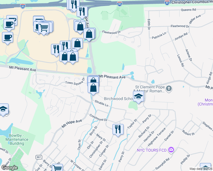 map of restaurants, bars, coffee shops, grocery stores, and more near 10 Mount Pleasant Avenue in Dover