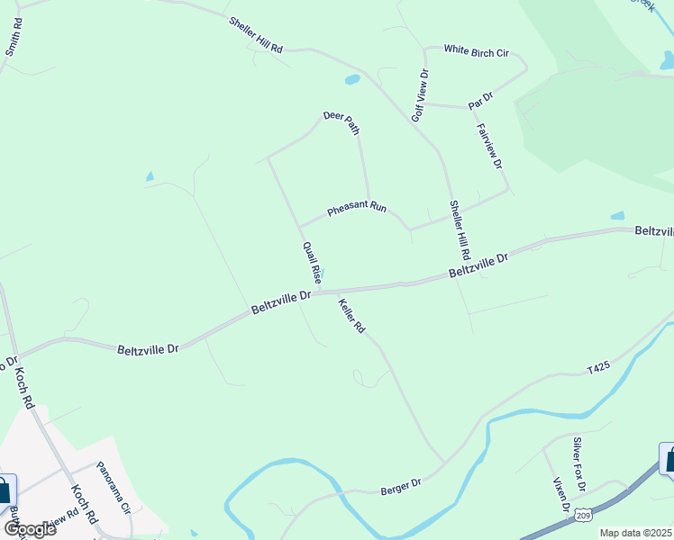 map of restaurants, bars, coffee shops, grocery stores, and more near 211 Beltzville Drive in Kunkletown