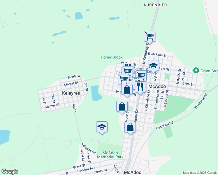 map of restaurants, bars, coffee shops, grocery stores, and more near 315 West Sherman Street in McAdoo
