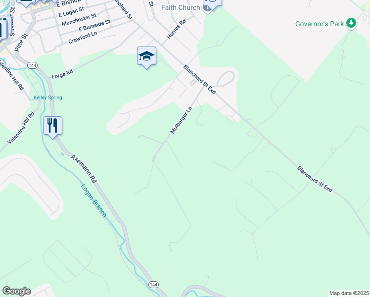 map of restaurants, bars, coffee shops, grocery stores, and more near 120 Mulbarger Lane in Bellefonte