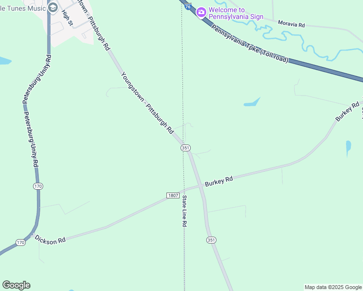 map of restaurants, bars, coffee shops, grocery stores, and more near 204 State Line Road in Enon Valley