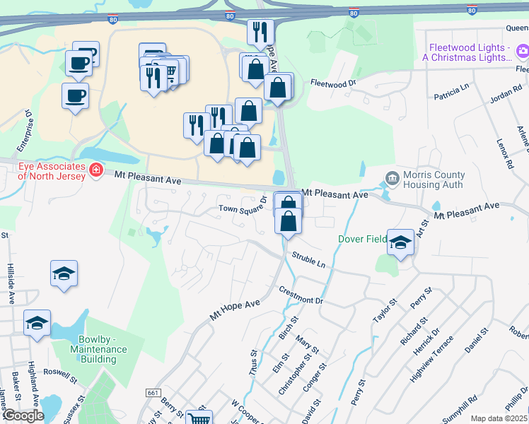 map of restaurants, bars, coffee shops, grocery stores, and more near 28 Heritage Way in Rockaway