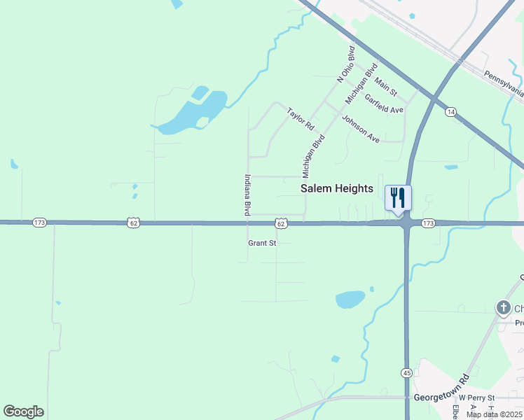 map of restaurants, bars, coffee shops, grocery stores, and more near 1610 State Boulevard in Salem