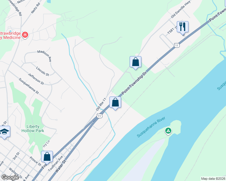 map of restaurants, bars, coffee shops, grocery stores, and more near 274 Old Danville Highway in Northumberland