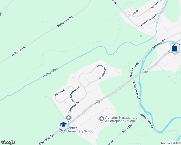 map of restaurants, bars, coffee shops, grocery stores, and more near Meadow Flower Cir in Bellefonte