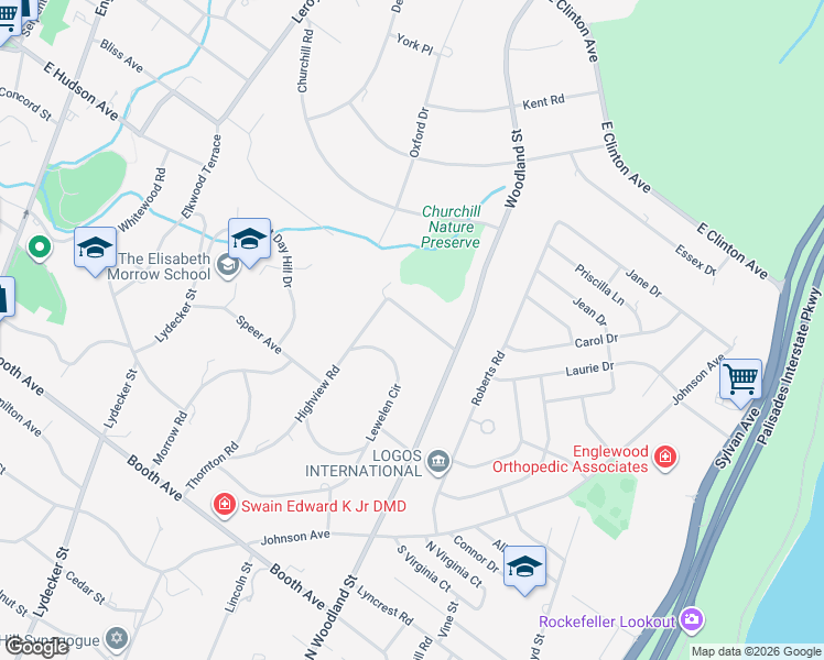 map of restaurants, bars, coffee shops, grocery stores, and more near 550 Illingworth Avenue in Englewood