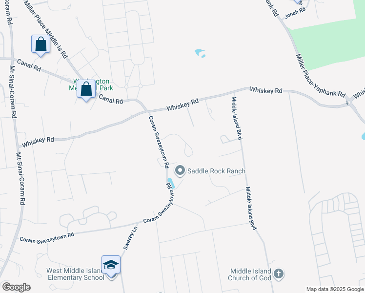map of restaurants, bars, coffee shops, grocery stores, and more near 66 Country View Lane in Middle Island