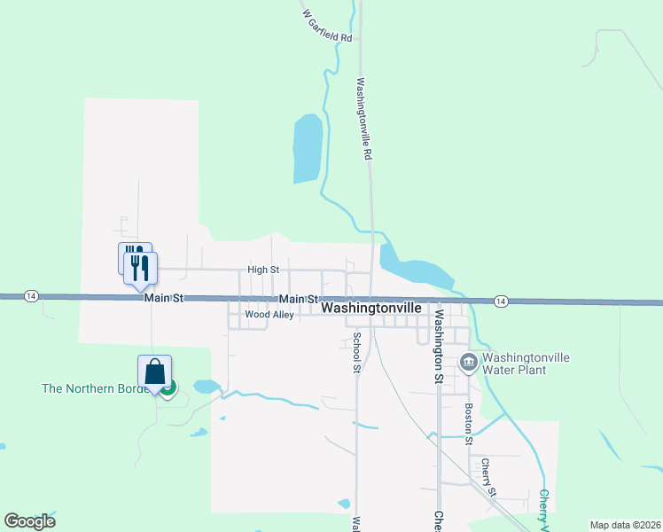 map of restaurants, bars, coffee shops, grocery stores, and more near 150 High Street in Washingtonville