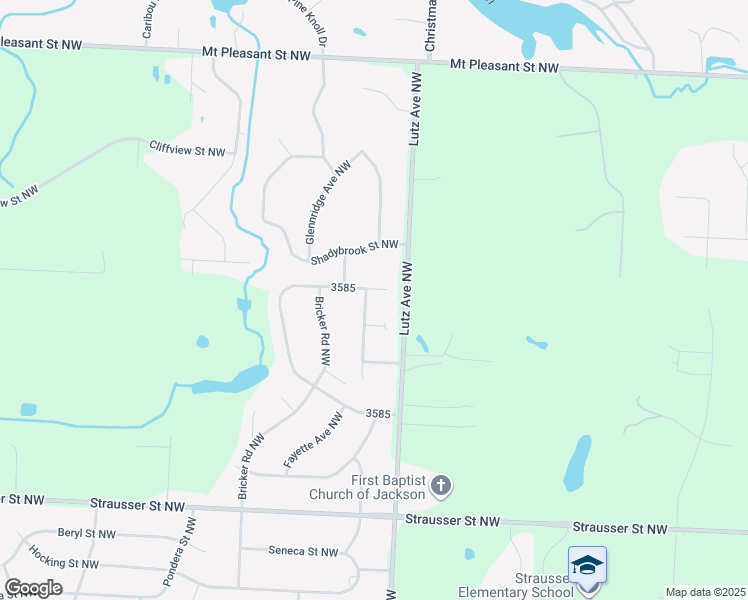 map of restaurants, bars, coffee shops, grocery stores, and more near 9465 Paulding Street Northwest in Massillon