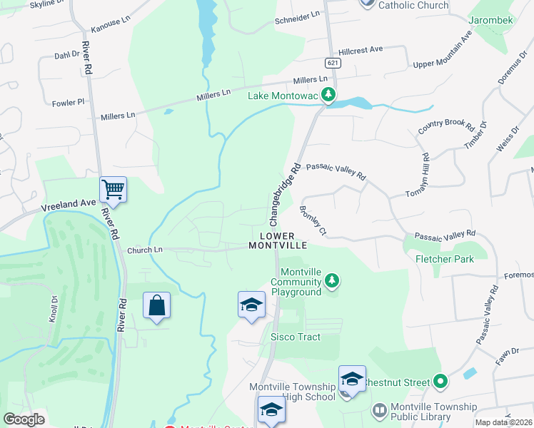 map of restaurants, bars, coffee shops, grocery stores, and more near 69 Genoble Road in Montville