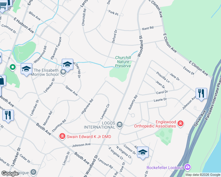 map of restaurants, bars, coffee shops, grocery stores, and more near 550 Illingworth Avenue in Englewood