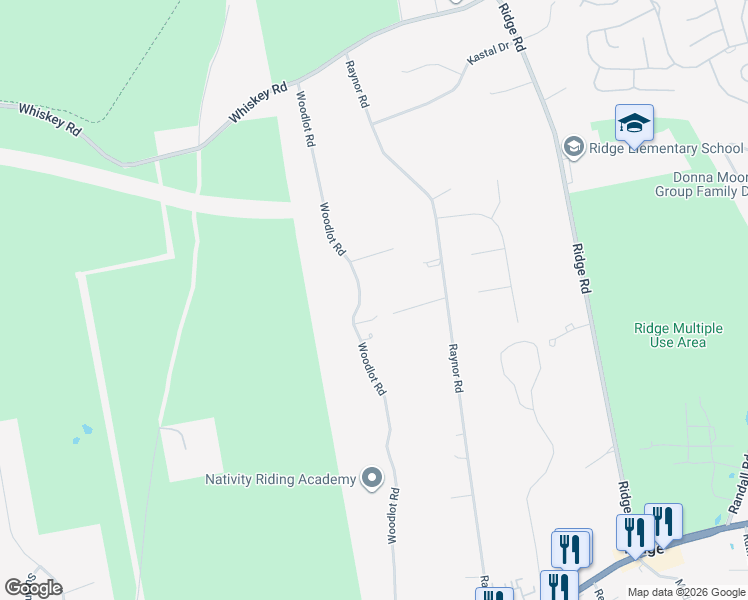 map of restaurants, bars, coffee shops, grocery stores, and more near 109 Woodlot Road in Ridge