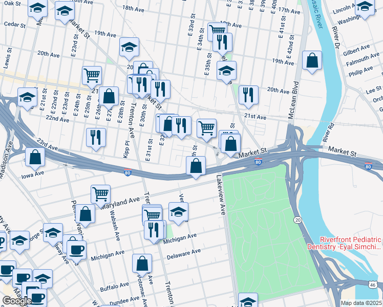 map of restaurants, bars, coffee shops, grocery stores, and more near 328 Heritage Place in Paterson