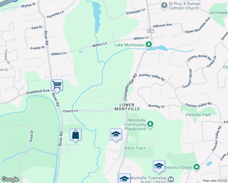 map of restaurants, bars, coffee shops, grocery stores, and more near 39 Springbrook Road East in Montville
