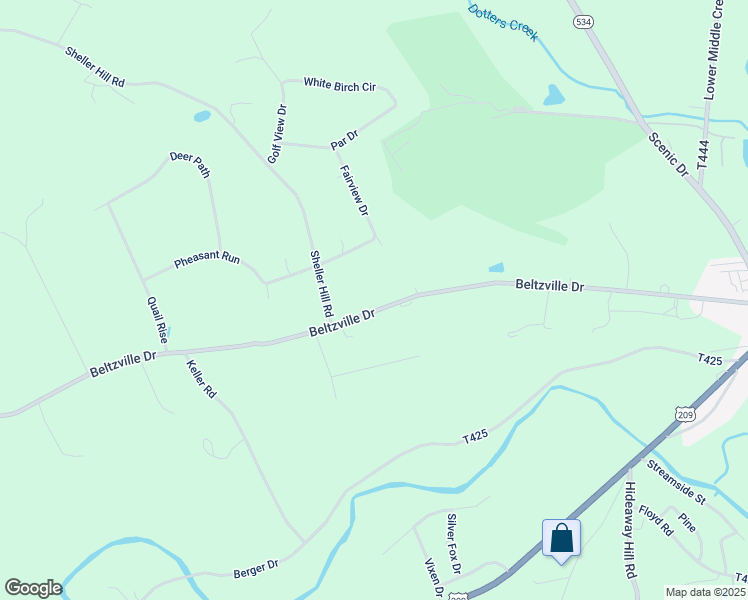 map of restaurants, bars, coffee shops, grocery stores, and more near 307 Beltzville Drive in Kunkletown