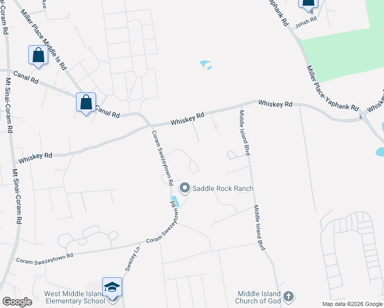 map of restaurants, bars, coffee shops, grocery stores, and more near 16 Country View Lane in Middle Island