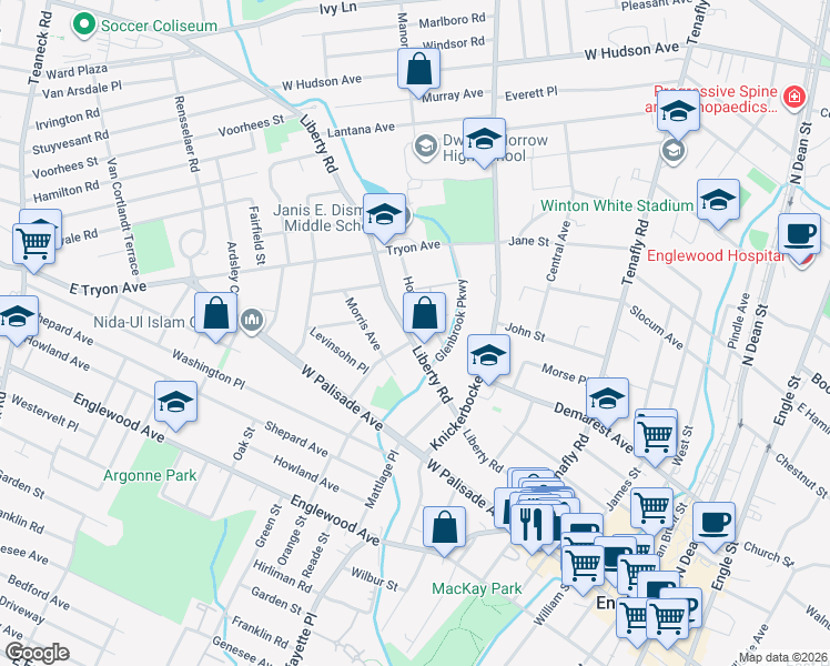 map of restaurants, bars, coffee shops, grocery stores, and more near 278 Howell Road in Englewood