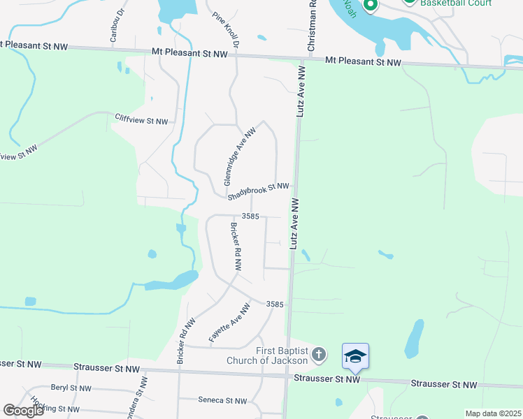 map of restaurants, bars, coffee shops, grocery stores, and more near 9465 Paulding Street Northwest in Massillon