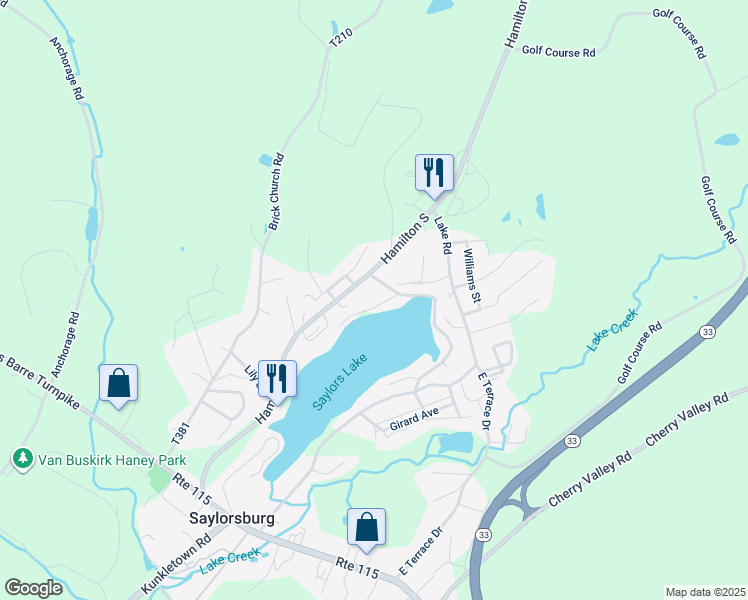 map of restaurants, bars, coffee shops, grocery stores, and more near 262 Echo Road in Saylorsburg