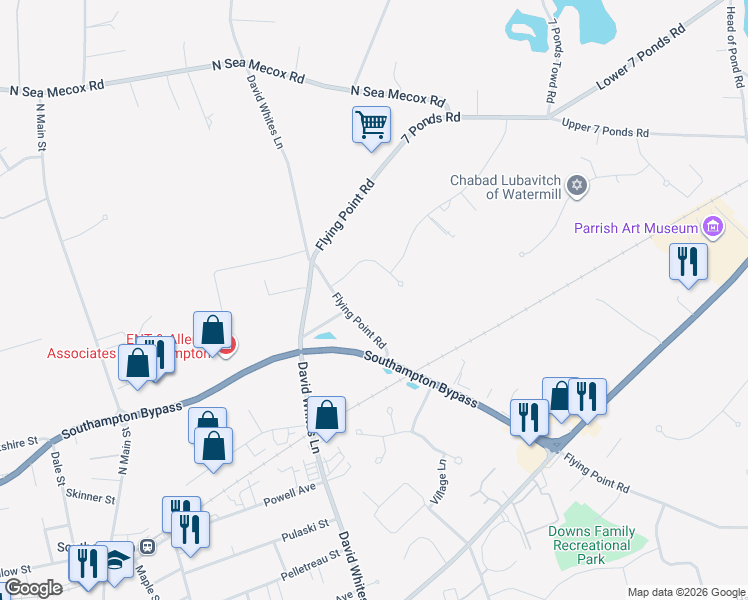 map of restaurants, bars, coffee shops, grocery stores, and more near 12 Diamon Court in Southampton