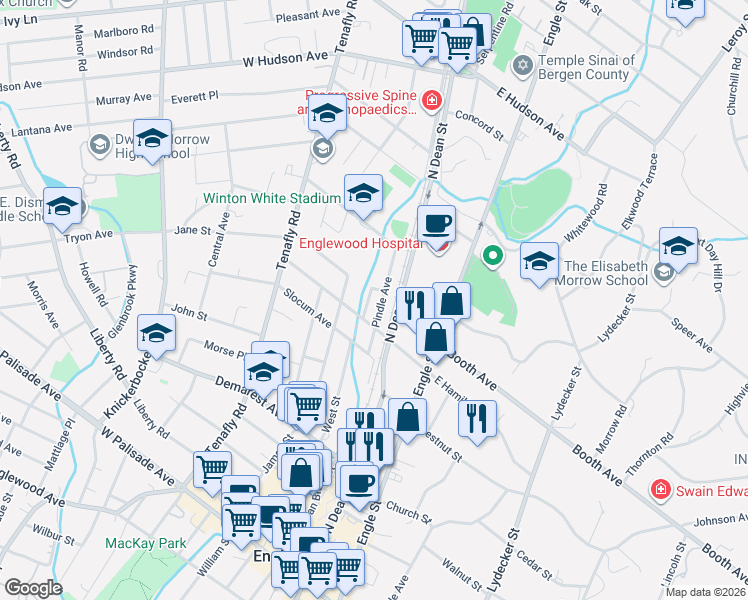 map of restaurants, bars, coffee shops, grocery stores, and more near 276 Pindle Avenue in Englewood