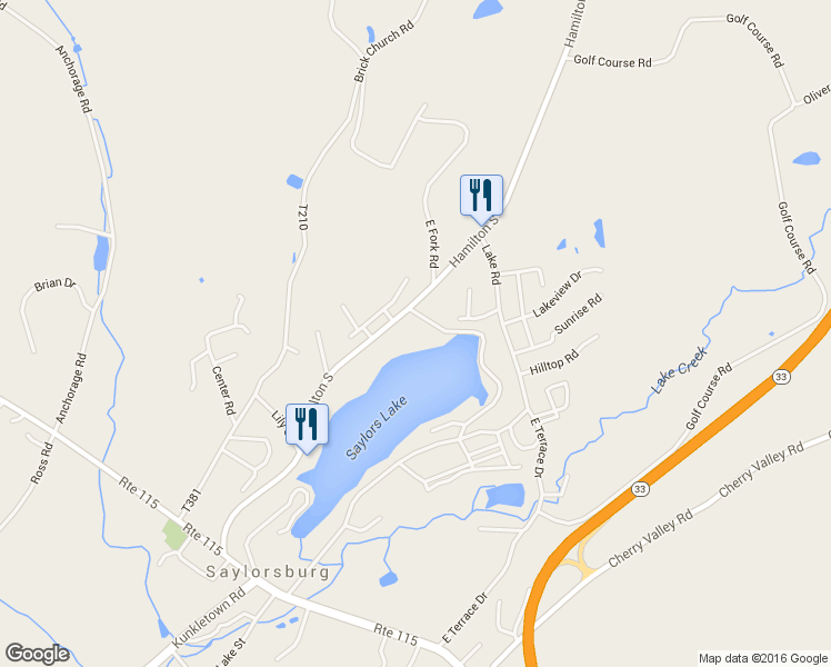 map of restaurants, bars, coffee shops, grocery stores, and more near 266 Echo Road in Saylorsburg