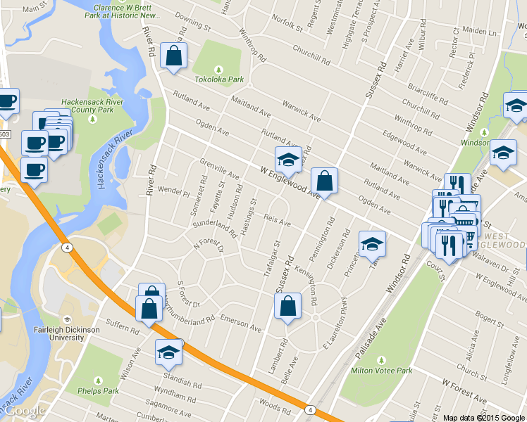 map of restaurants, bars, coffee shops, grocery stores, and more near 1320 Wellington Avenue in Teaneck