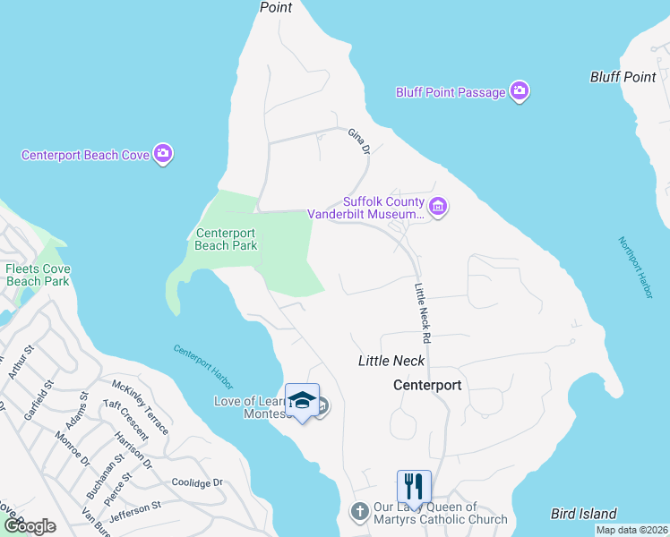 map of restaurants, bars, coffee shops, grocery stores, and more near 19 Cobblestone Court in Centerport