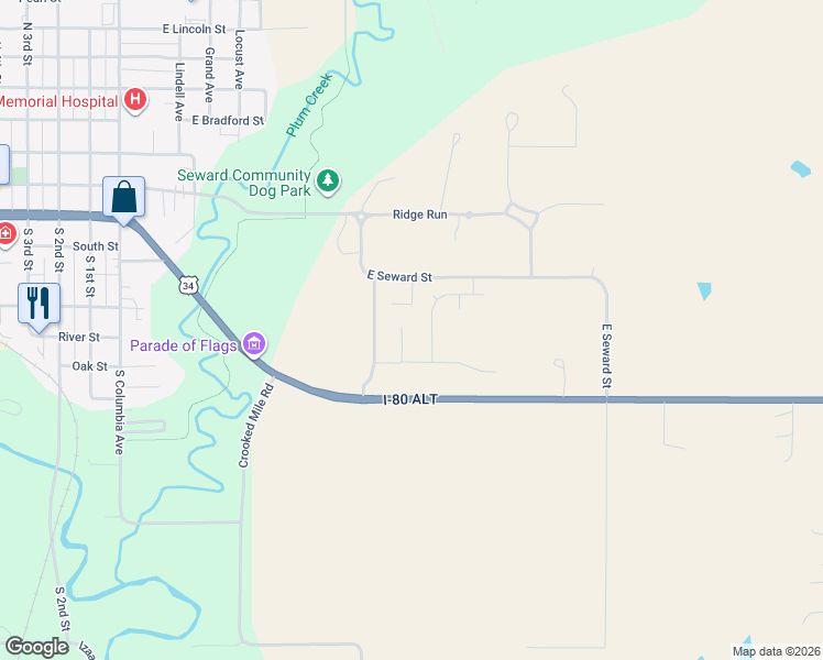 map of restaurants, bars, coffee shops, grocery stores, and more near 582 Chestnut Circle in Seward